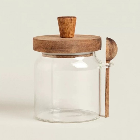 Glass Jar with Wooden Spoon